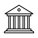 front of building with steps going up to five columns and a peaked roof over the columns