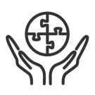 hands cupping a jigsaw puzzle circle